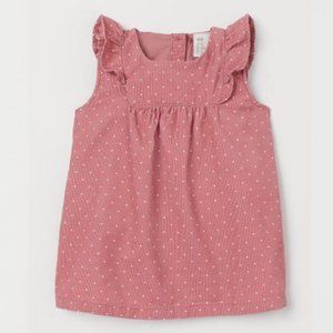 H&M Ruffled Corduroy Dress Girls Polka Dot Print Soft Cotton 3-4 yrs
